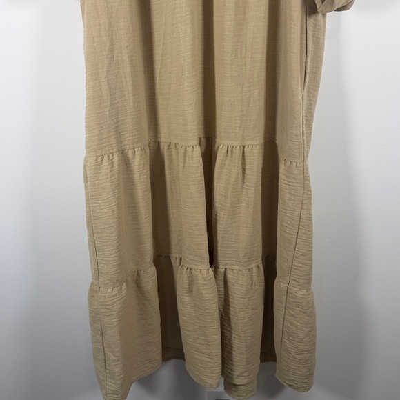 NWT Max Studio Safari Tab Sleeve Collar V-Neck tiered maxi dress - Picture 5 of 9